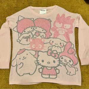 Sanrio Hello Kitty and Friends x JapanLA Pink Sparkly Oversized Sweater